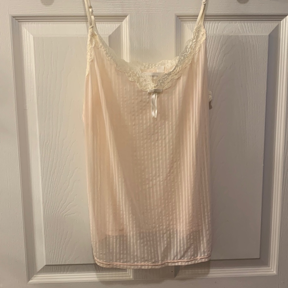 GILLIGAN/OMALLY VINTAGE CAMI -SHEER POWDER PUFF PINK /W LACE-SZ 2X NYLON/SPX